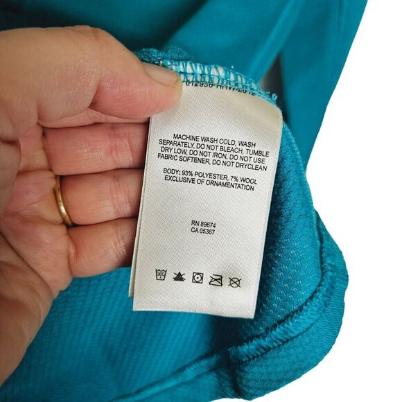 Mountain Hardwear Women's Long Sleeve Henley Shirt Size M Teal Breathable - Picture 6 of 9